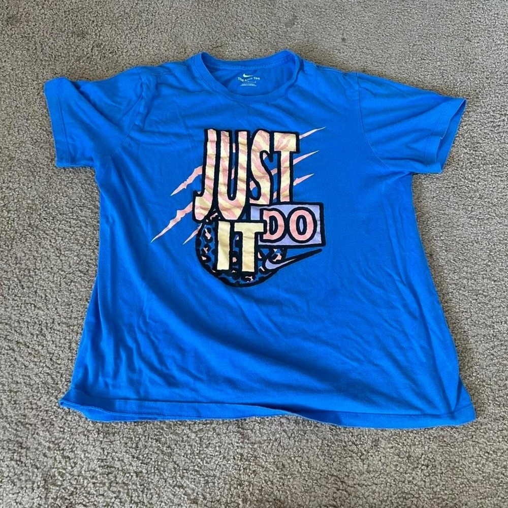 Nike blue and pink Just Do It tee
